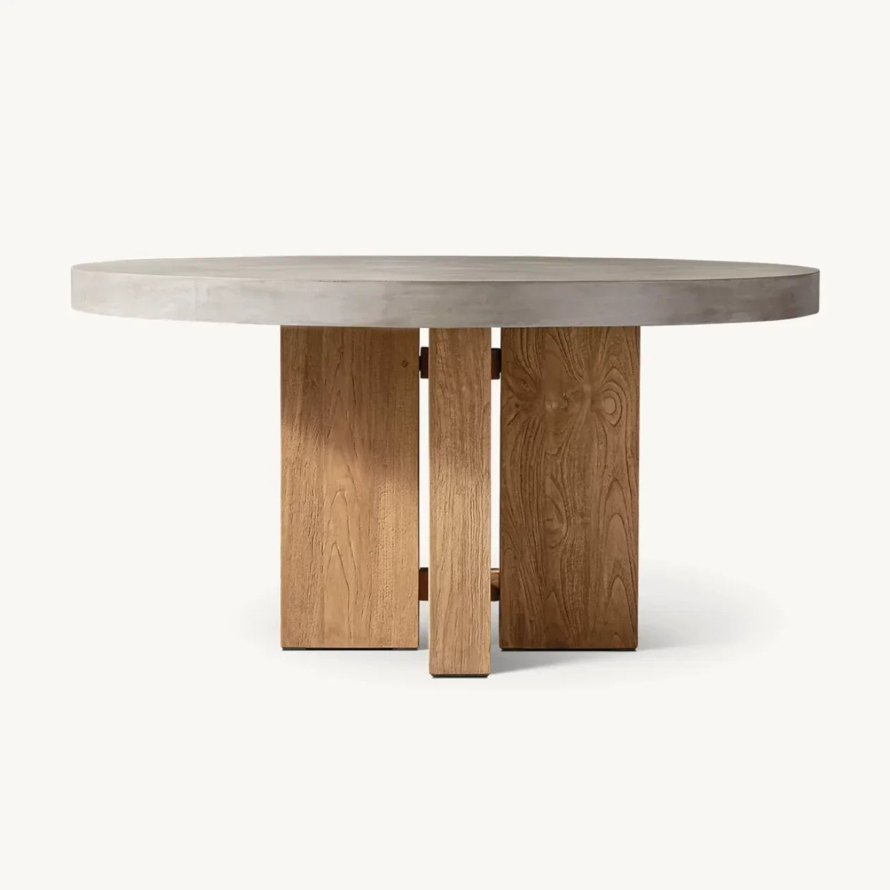 Round Dining Table – Solano Bauhaus Concrete and Teak Statement | 1600947840047