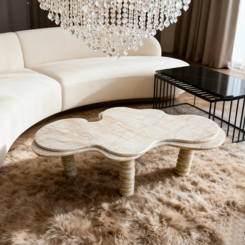 Luxury Freeform Marble Coffee Table Modern Italian Style for Villa