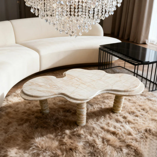 Luxury Freeform Marble Coffee Table Modern Italian Style for Villa