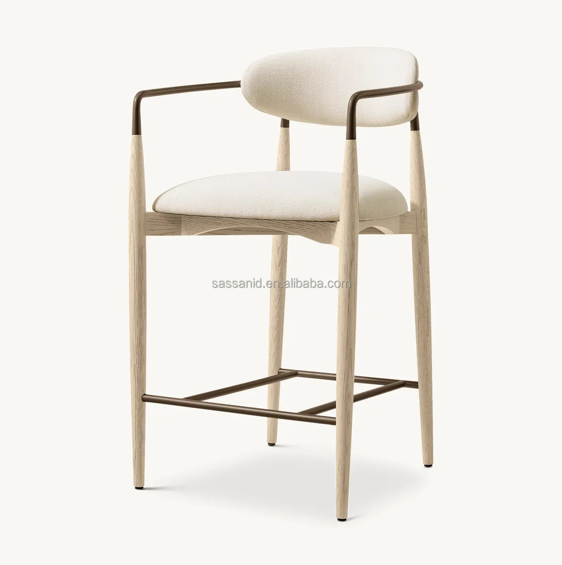 Viscount Midcentury Modern Stool – Oak and Performance Fabric Statement Piece | 1601678544292
