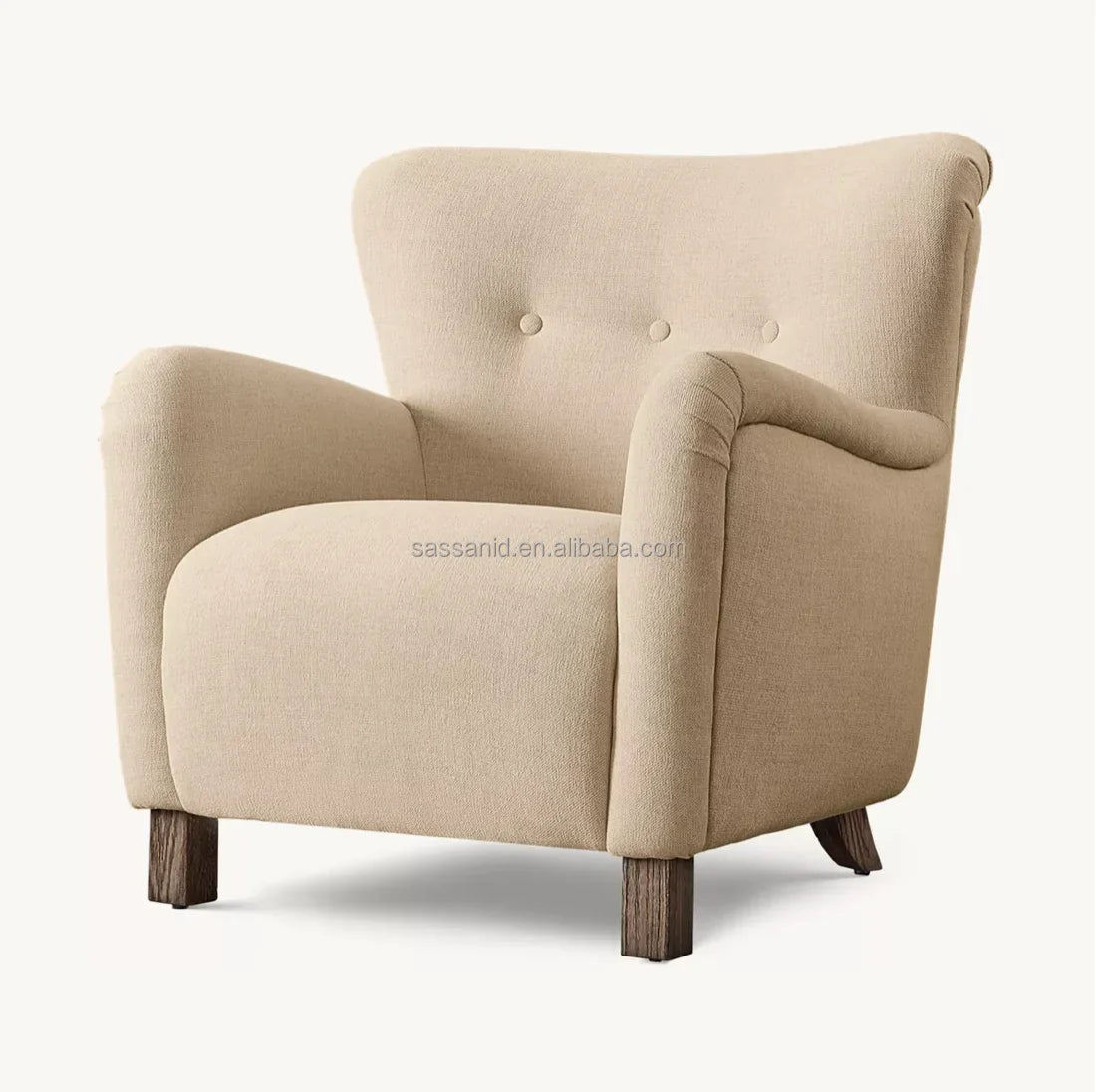 Danish Modern Wing Chair – Brown Oak Midcentury Design Statement Piece