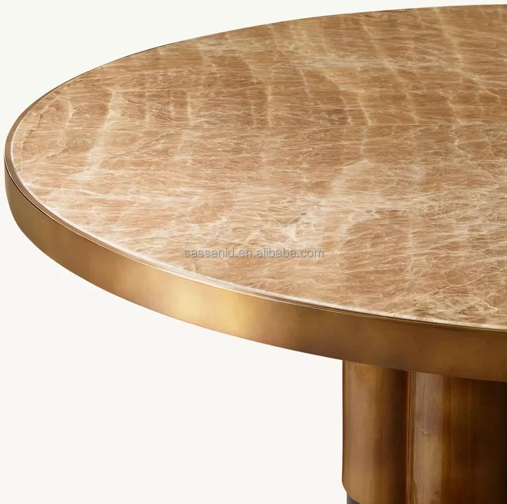 Round Onyx Dining Table – Vintage Patterned Statement Piece