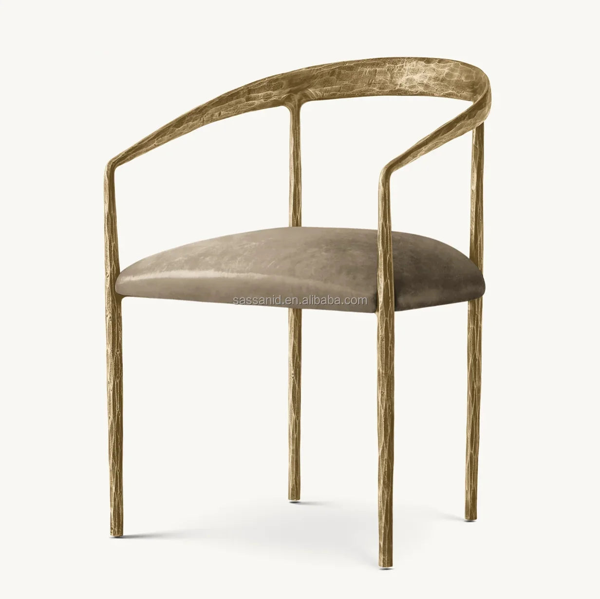 Thaddeus Curved Dining Armchair – Leather Upholstered European Designer Piece