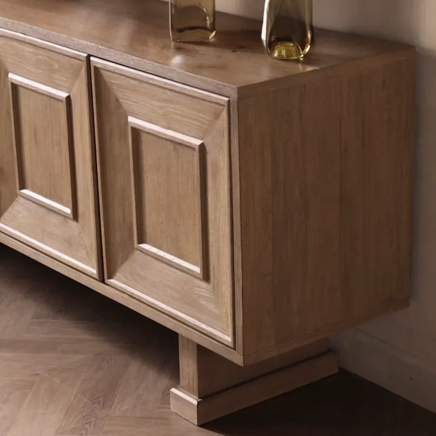 French Country 4-Drawer Sideboard 82in – Solid Birch Wood Statement Piece