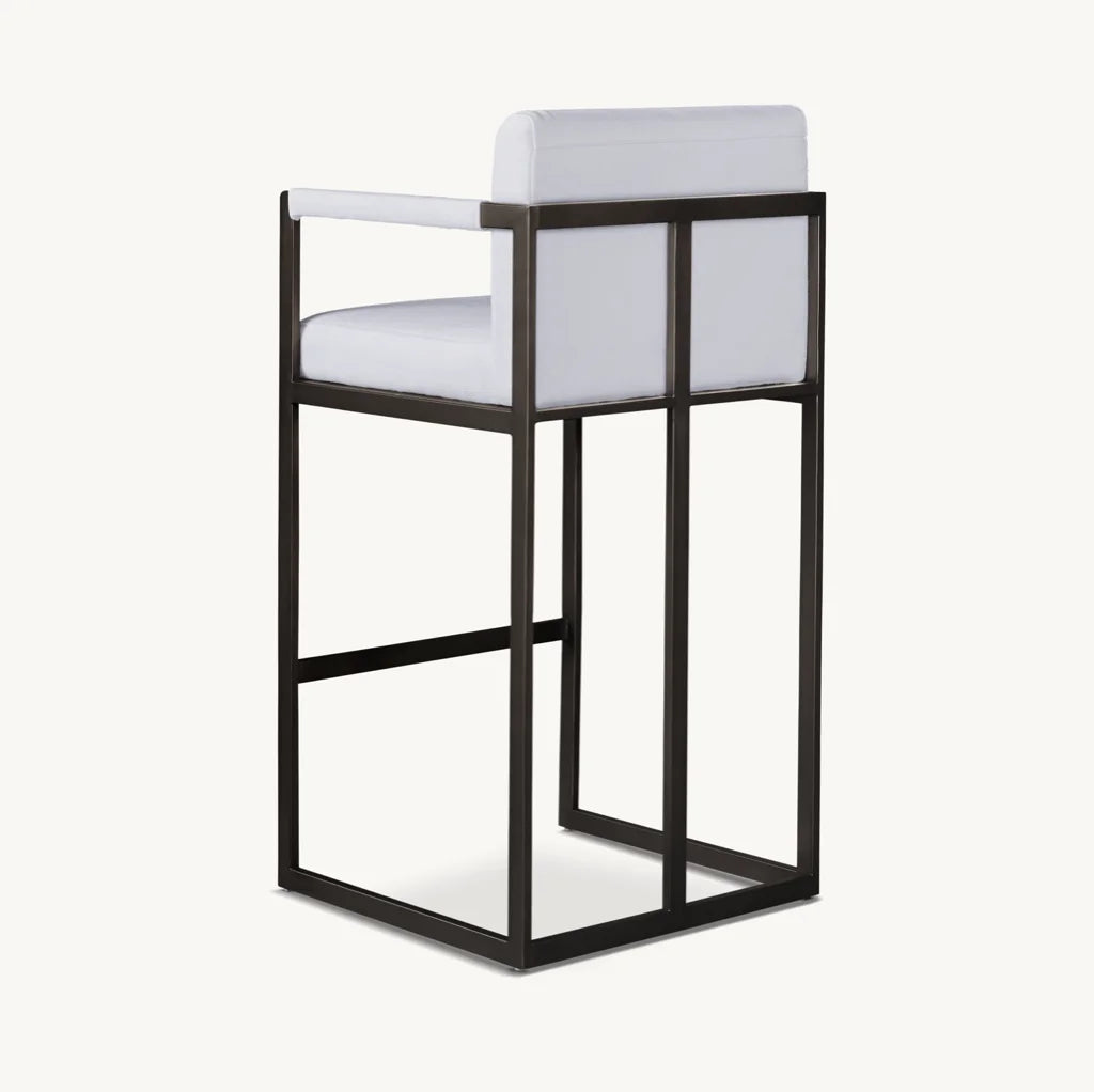 Modernist Bar Stool – Square Upholstered Seat – Oak – Contemporary | 1601024146990