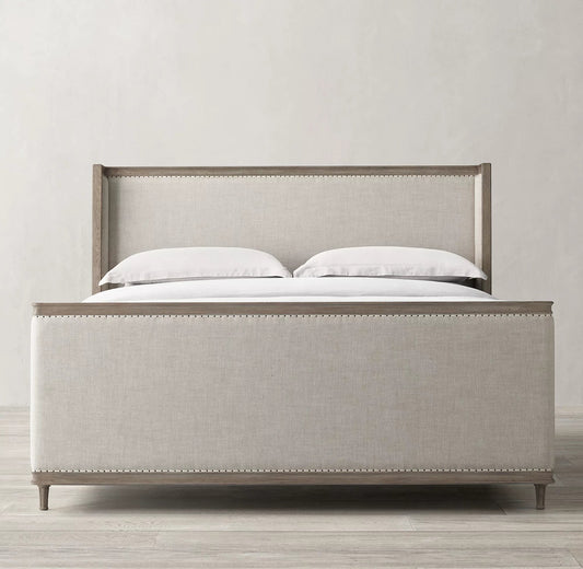 Midcentury French Shelter Bed – Wing Design in Brushed Oak – Luxury Statement Piece
