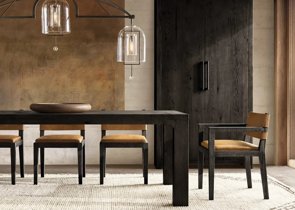 French Contemporary Rectangular Dining Table – Solid Oak Statement Piece