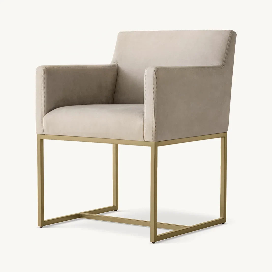 Dining Armchair Emery Track Arms – Leather and Burnished Brass Midcentury Modern Statement Piece | 102119382927