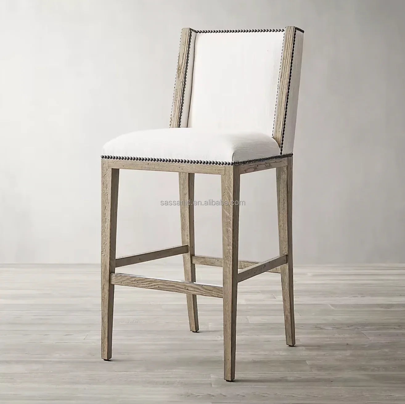 Bar & Counter Stool – Armless Fabric Solid Waxed Oak Ames Modern | 1601051852497