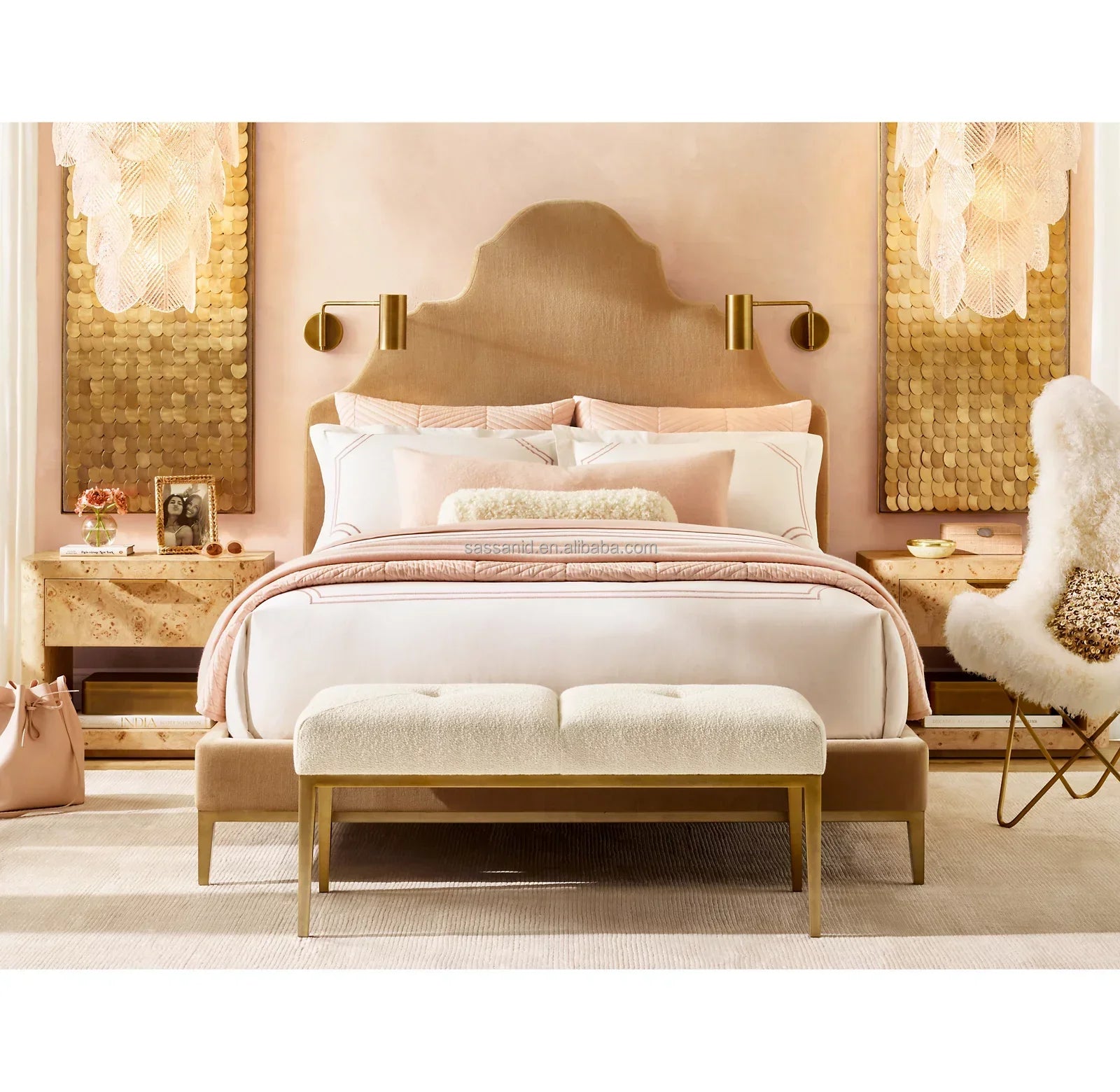 Upholstered Bed – Modern Tufted Velvet Camilla Statement Piece 1601640302743