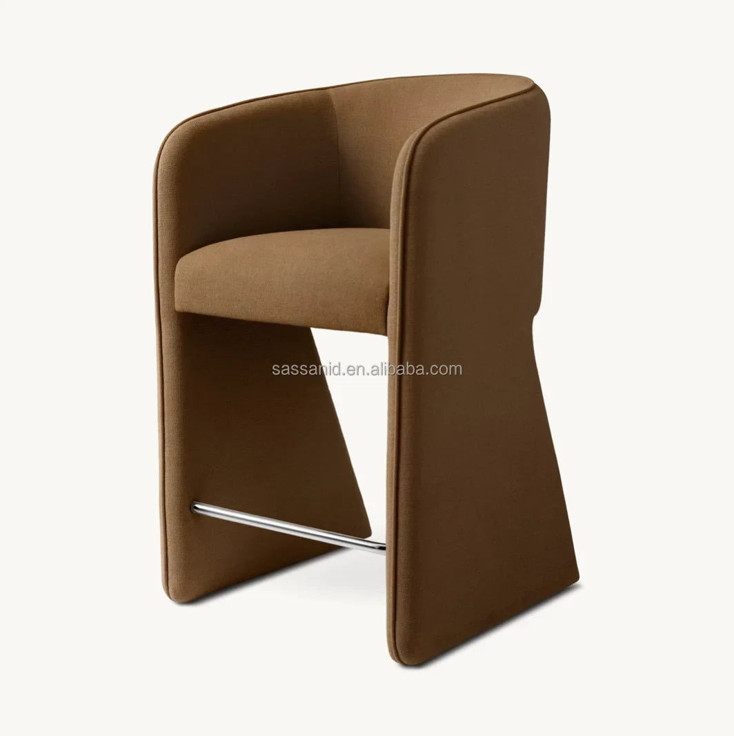 Bar & Counter Stool – Hand-upholstered Leo Fabric – Belgian Design Statement Piece
