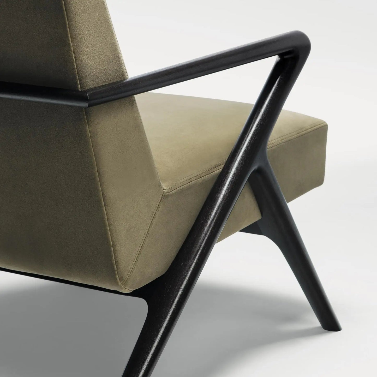 Capri Lounge Chair – Scandinavian Solid Oak Inverted V-Leg Designer Statement Piece