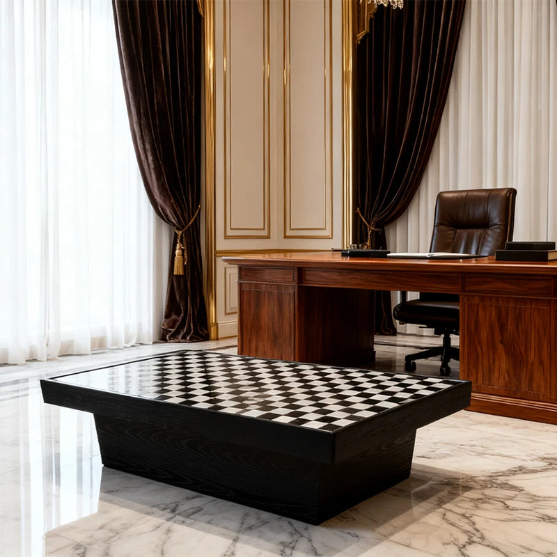 Modern Minimalist Marble Mosaic Coffee Table Luxury Italian Style for Villa