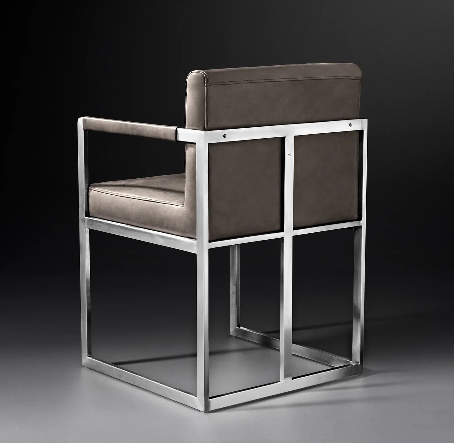 Wexler Square Dining Armchair – Mid-Century Modern Leather and Oak Statement Piece