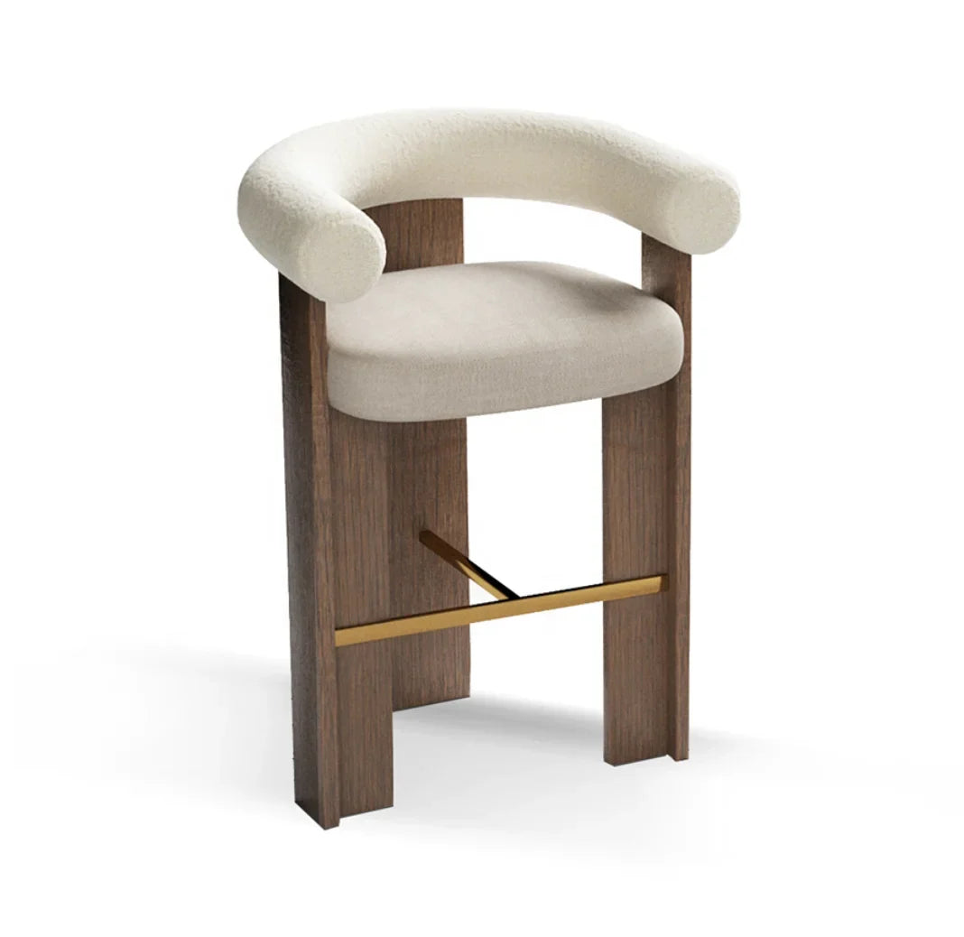 Mid-Century Modern Solid Oak Barstool – Architectural Statement Piece