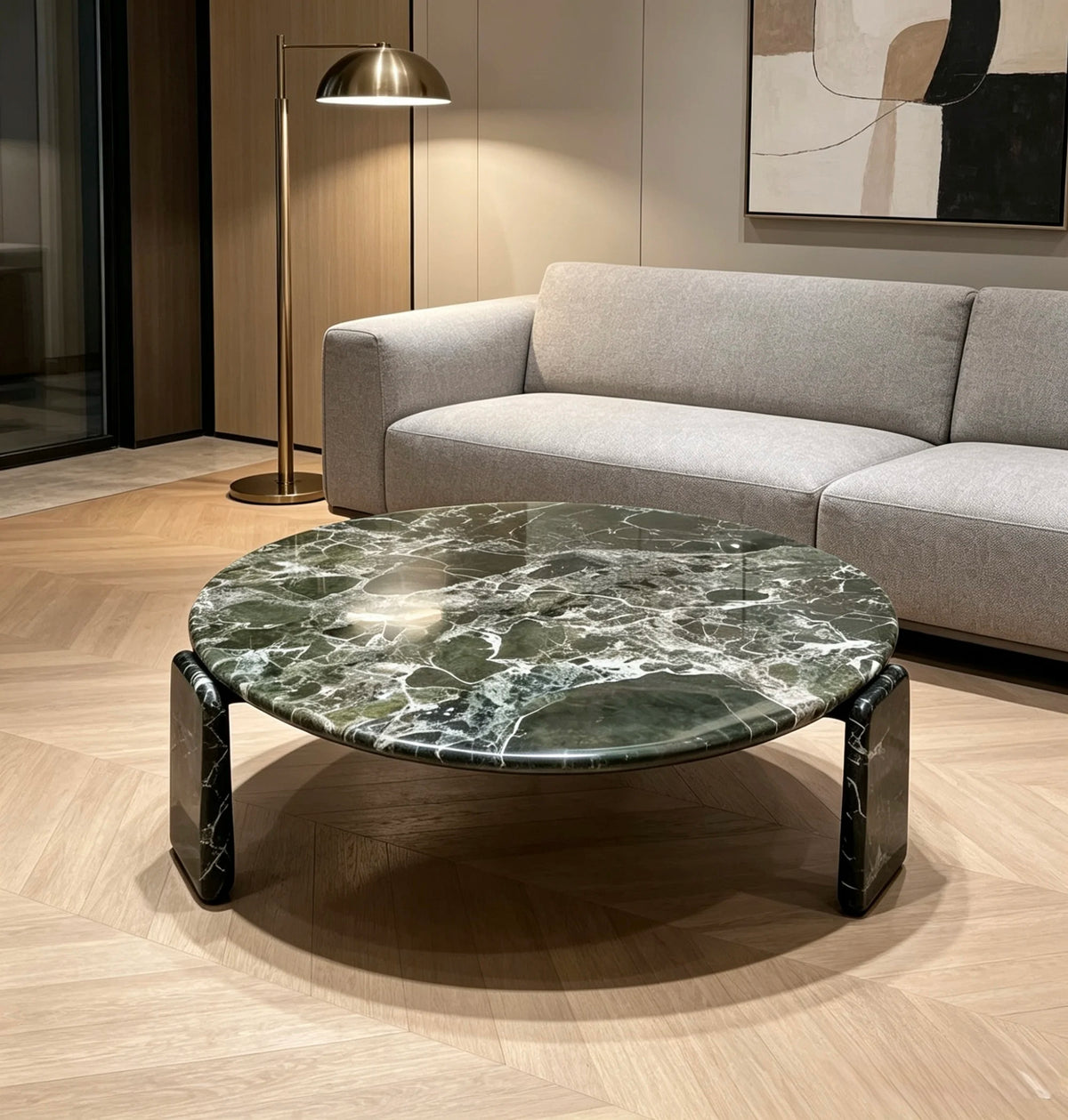 Luxury Round Marble Coffee Table Modern Minimalist Elegant Italian Style for Villa