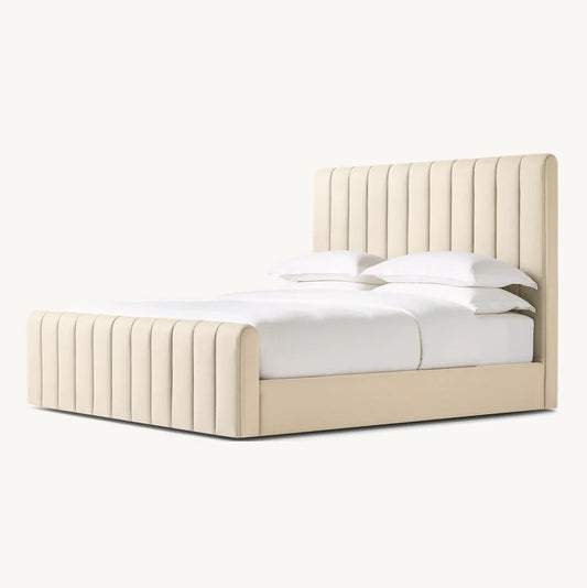 Marmont Channeled Fabric Platform Bed – Sculptural Upholstered Statement Piece | 1601367702191