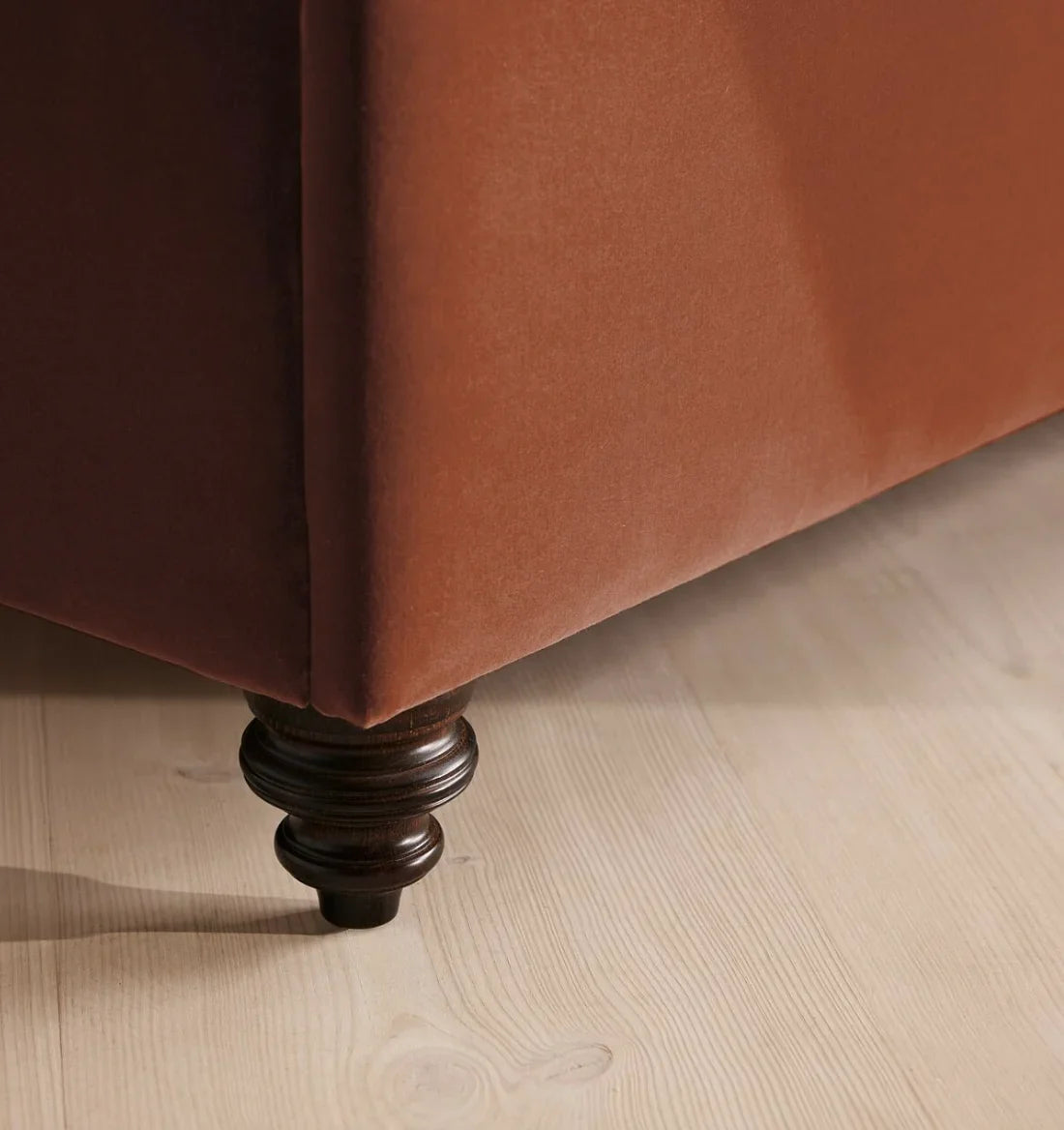 Platform Bed – Tufted Leather King Bed with Solid Oak by Re Home – Mid-Century Style