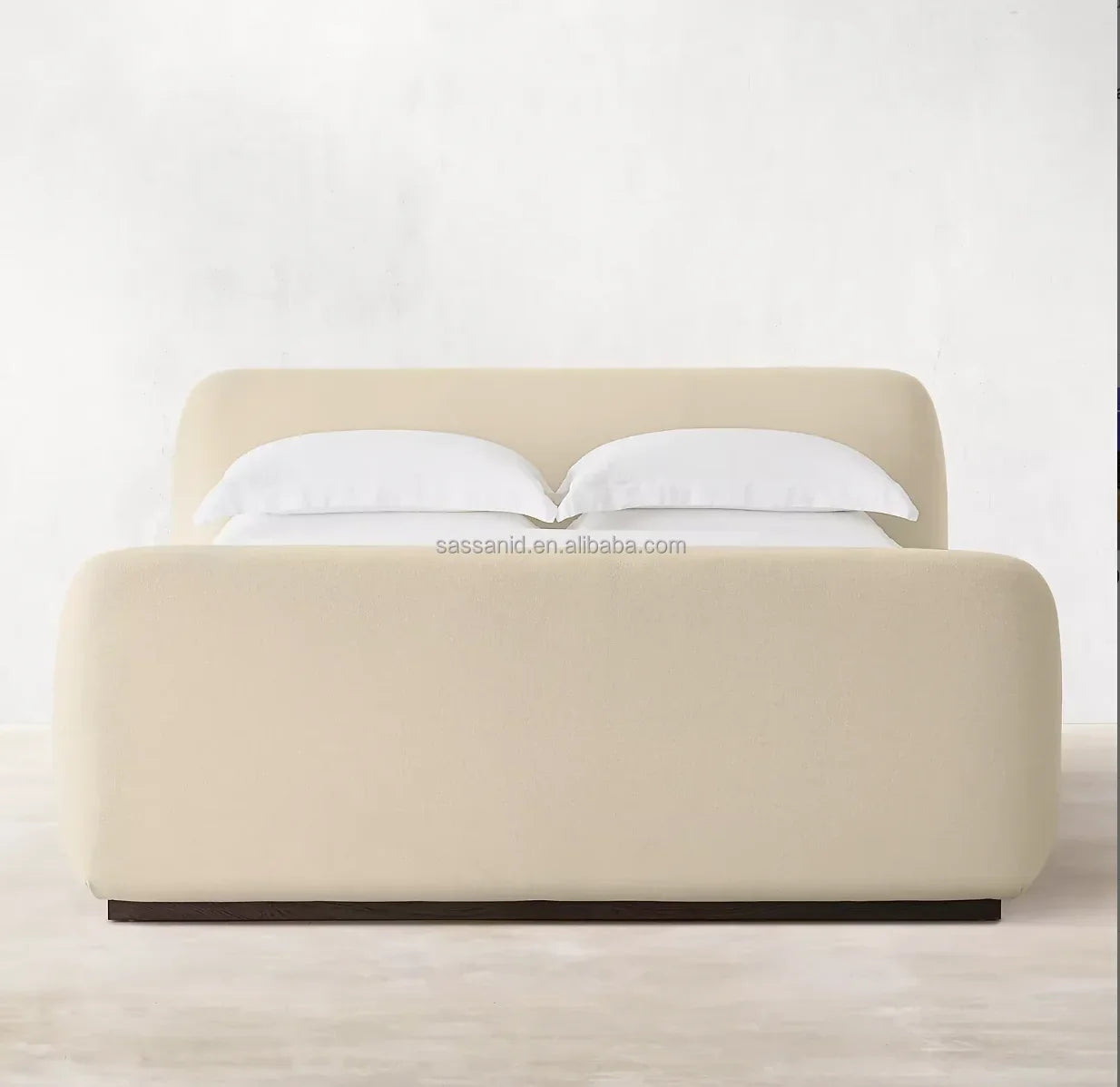 Platform Bed – Contemporary Fabric Panel Oak Statement Piece | 1600654407382