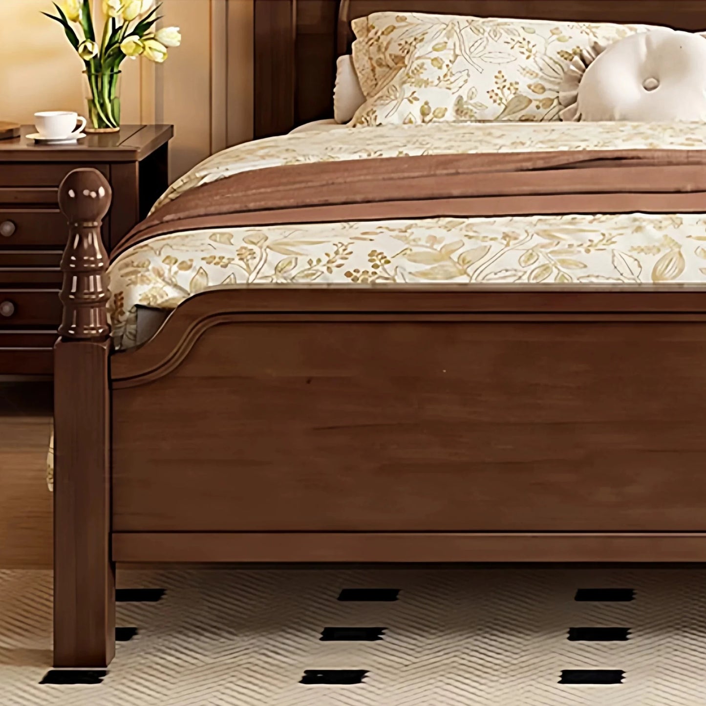 French Provincial Master Bed – Antique Solid Wood Birch Finish | 26-132
