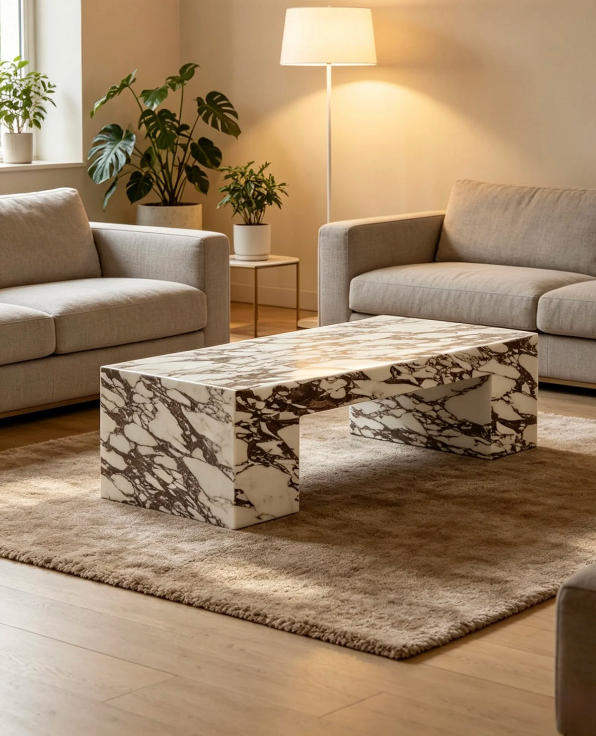 Luxury Calacatta Viola Marble Coffee Table Modern Italian Style for Villa