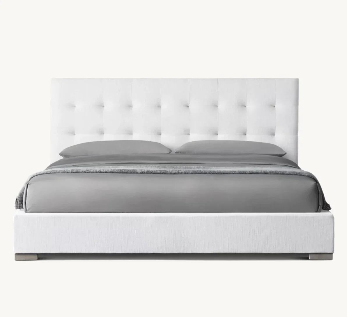 Tufted Panel Platform Bed – Custom Upholstered Fabric – Re Home