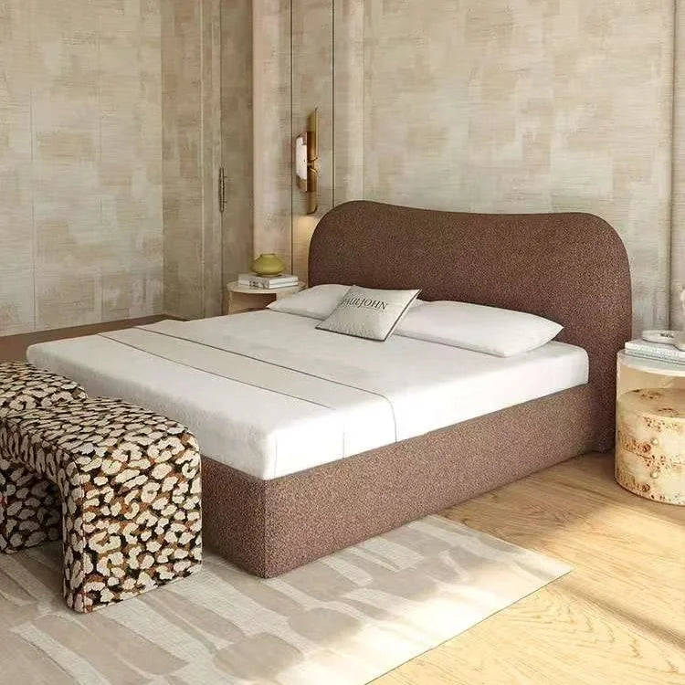 Cloud Upholstered Bed – Lamb Fleece Mid-Century Modern Statement Piece | 124421