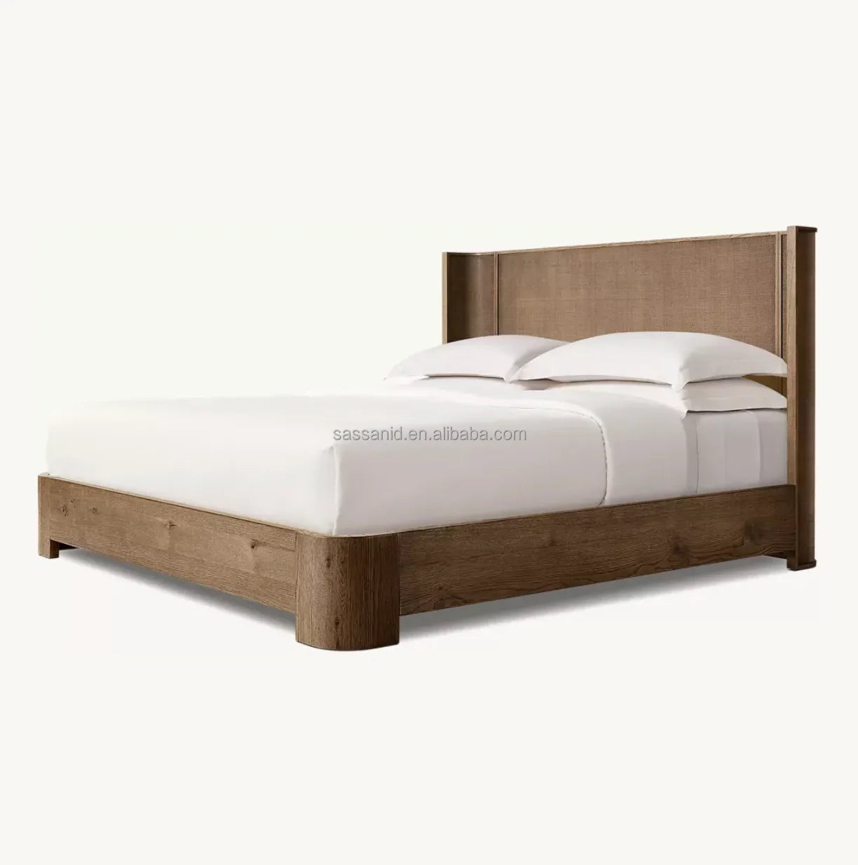 Mizu Shelter Platform Bed – Sculptural Upholstered Oak Frame Statement Piece