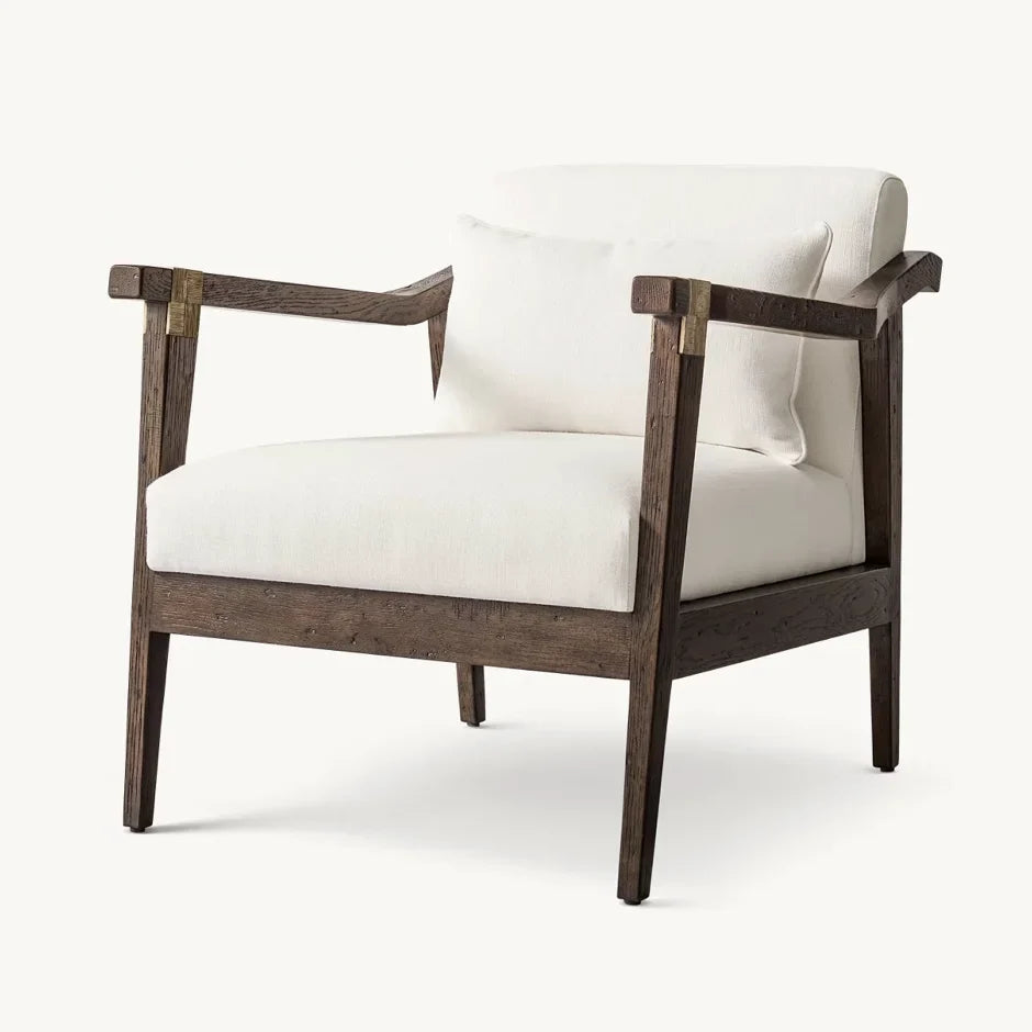 Clift Accent Chair – Mid-Century Design in Solid Oak and Brass