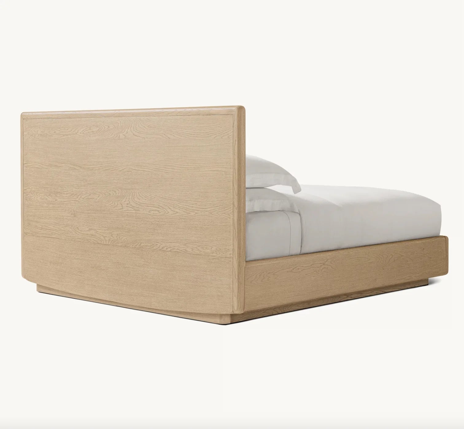 Dalia Fabric Panel Bed – Sculptural American White Oak Platform – Statement Piece