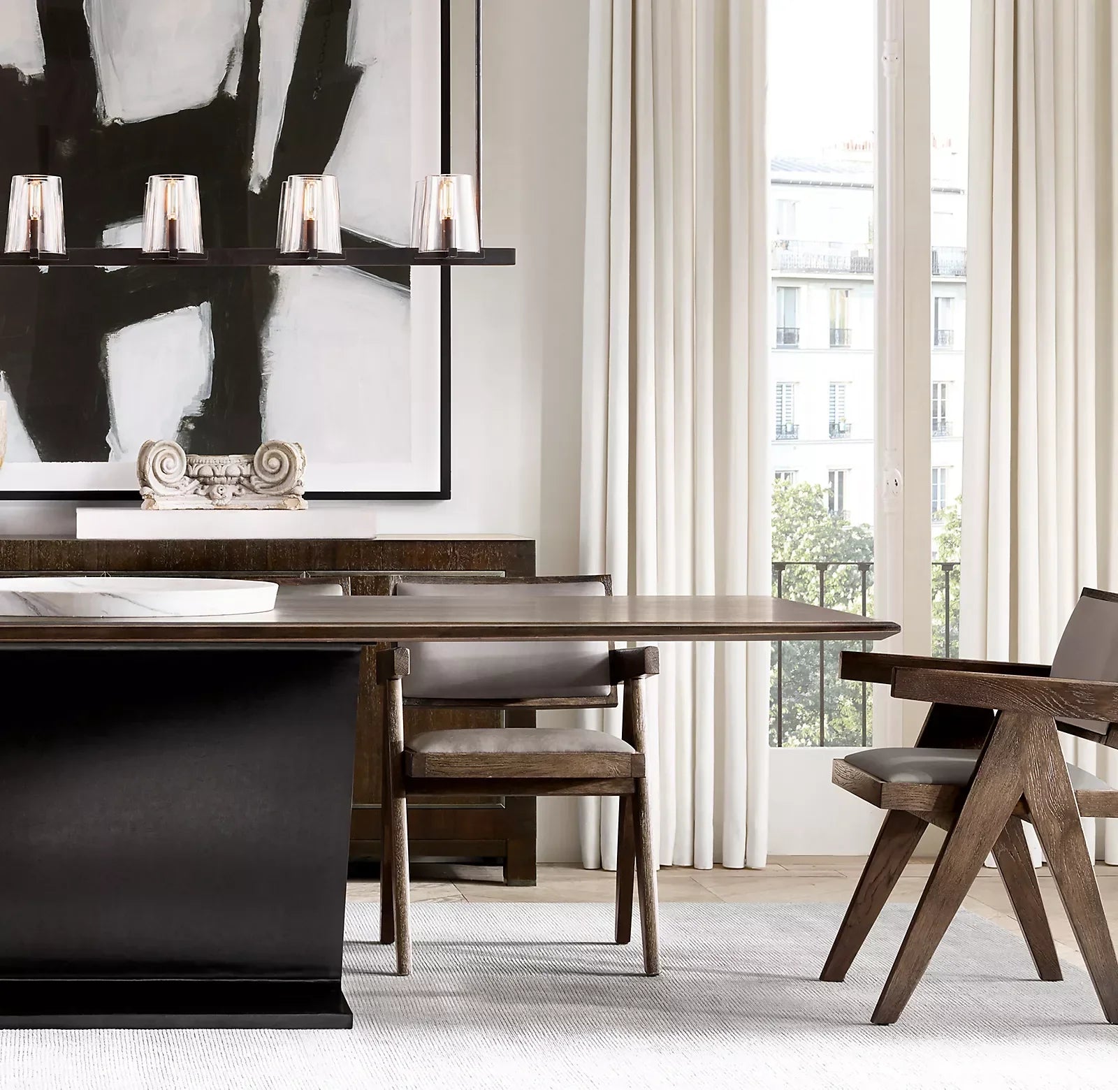 Dining Chair – Midcentury Minimalist Solid Oak and Leather Statement Piece