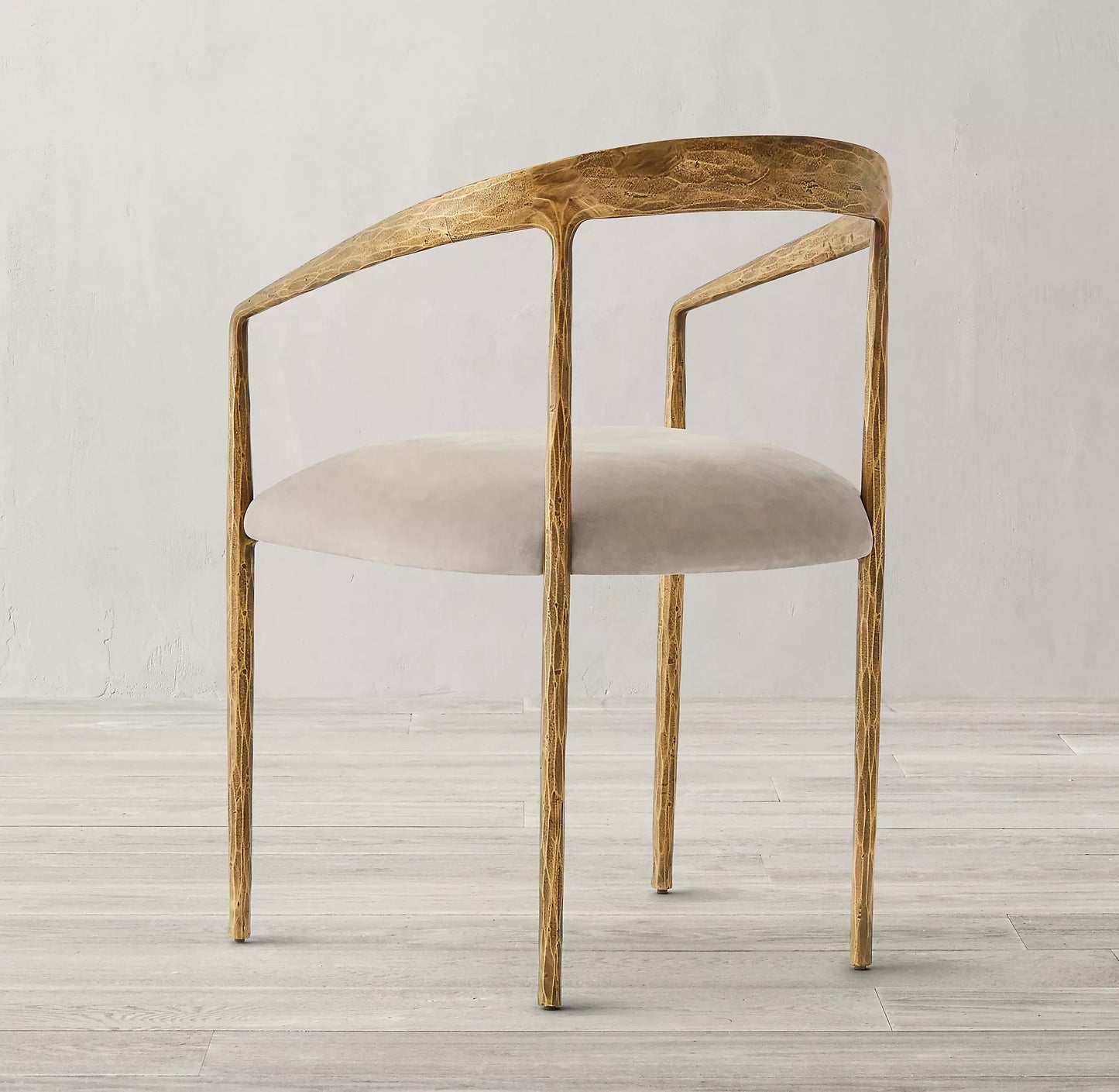 Hand Forged Metal Dining Chair – Curved Leather Luxury Statement Piece