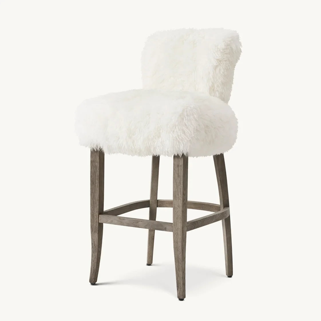 Bar Stool – French Comfort, Sheepskin Upholstery, Solid Oak | 1600953241622