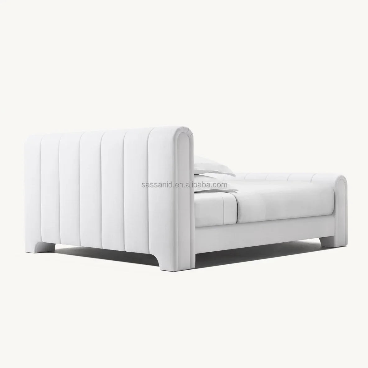 Olivia Fabric Panel Bed – Vertical Channel Upholstered Platform Bed – Contemporary European Design