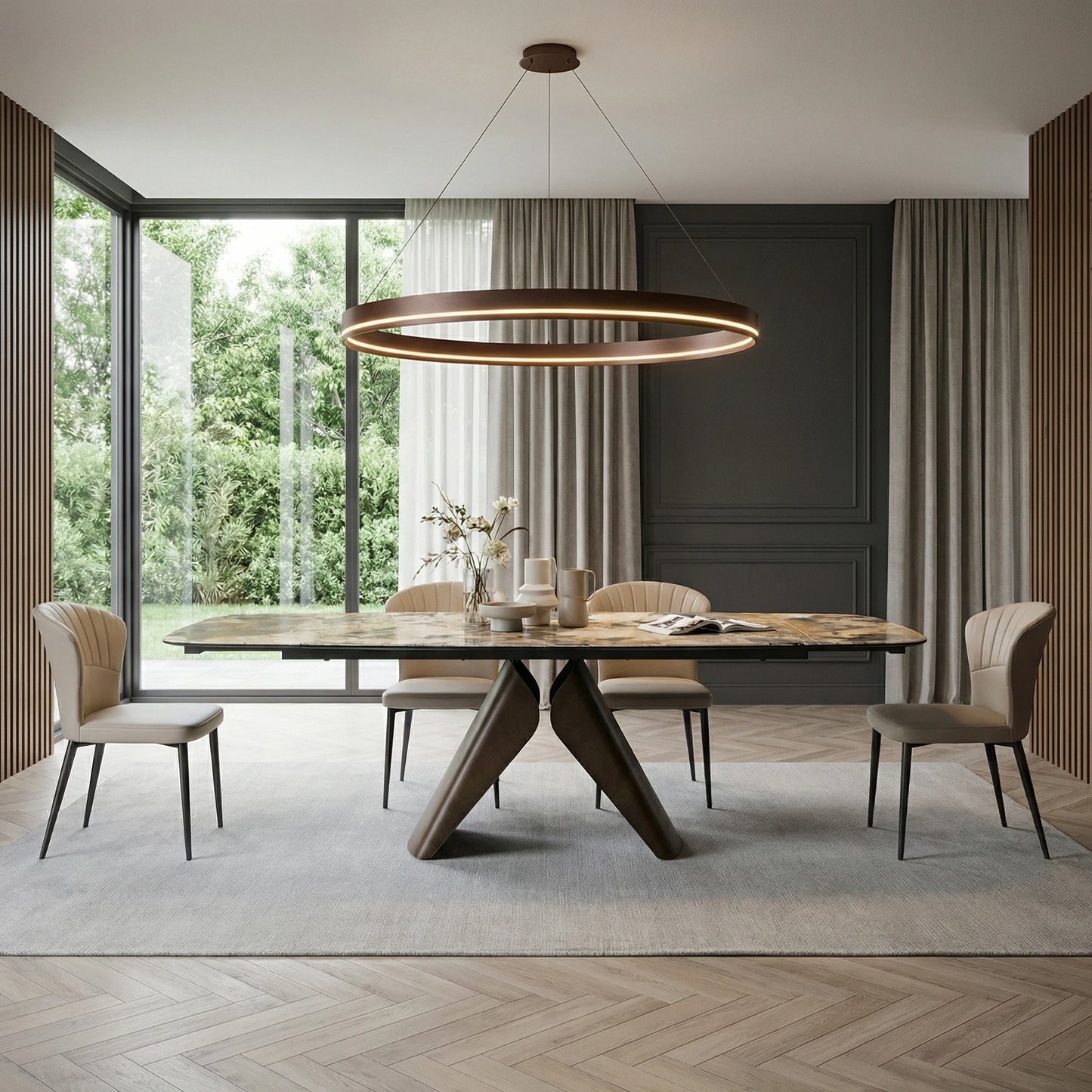Luxury XT5410 Sintered Stone Extendable Dining Table Modern Italian Style for Villa