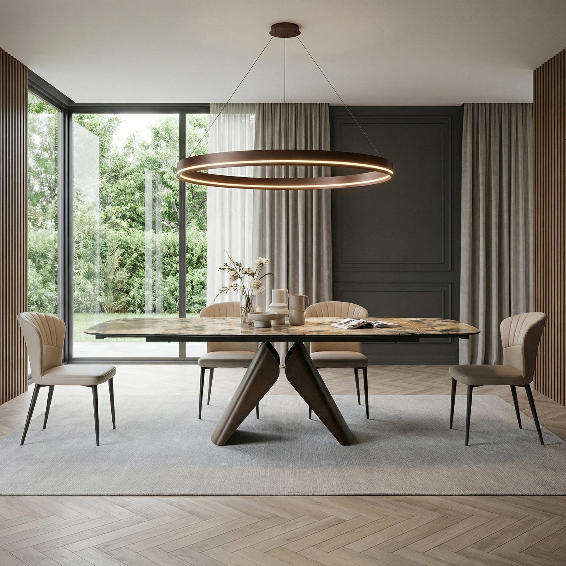 Luxury XT5410 Sintered Stone Extendable Dining Table Modern Italian Style for Villa
