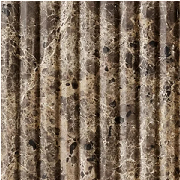 Sassanid Dining Table – Brown Emperador Marble Reeded Stone Statement Piece
