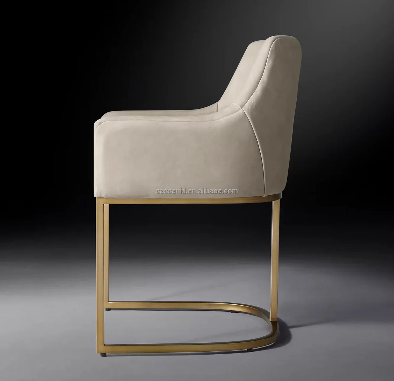 Dining Armchair – Curved-Back Track Arm Leather – Re Home – Midcentury | 102119619066