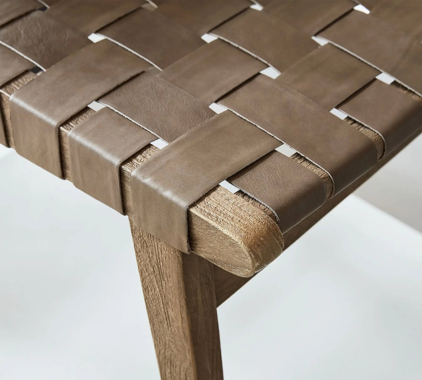 Woven Bar Stool – Sculptural Oak Frame Natural Leather Designer Piece | 1601085876553