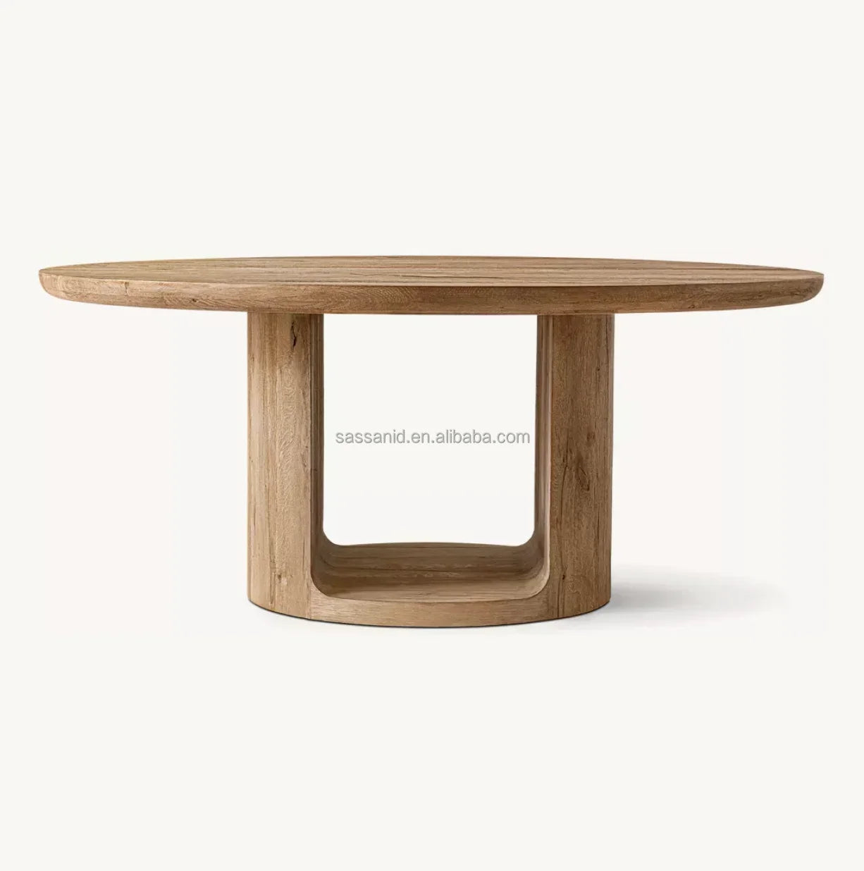 Oslo Round Dining Table – Contemporary Open Pedestal Aged Oak Statement Piece