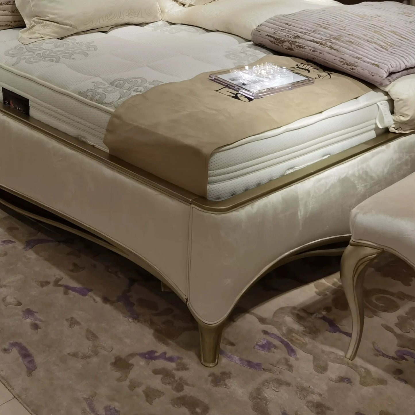 French Cream Upholstered Bed – Solid Birch Wood Frame | 26-148