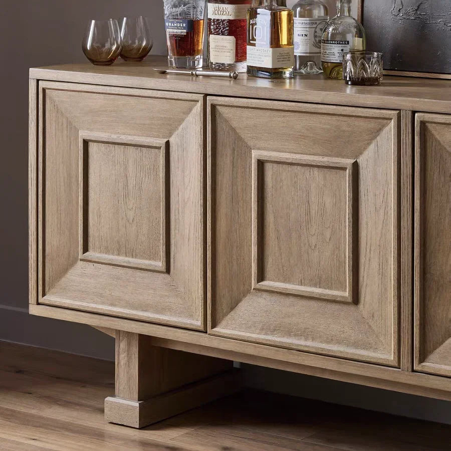 French Country 4-Drawer Sideboard 82in – Solid Birch Wood Statement Piece