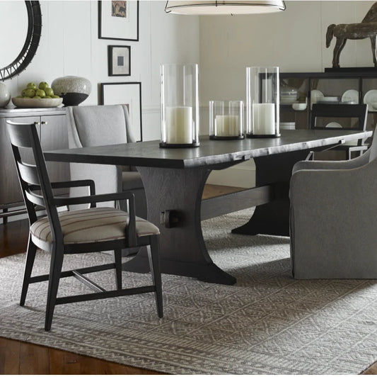 Dining Table – Trestle Base Walnut Finish Contemporary Farmhouse | 103389622278