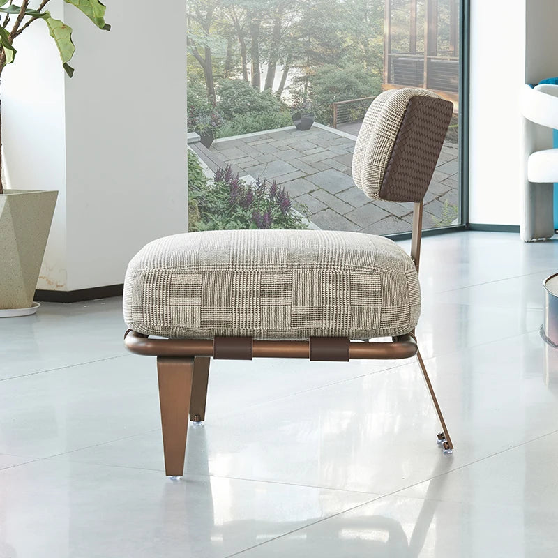 Modern Customisable Fabric Single Sofa with Solid Wood Frame in Light Gray