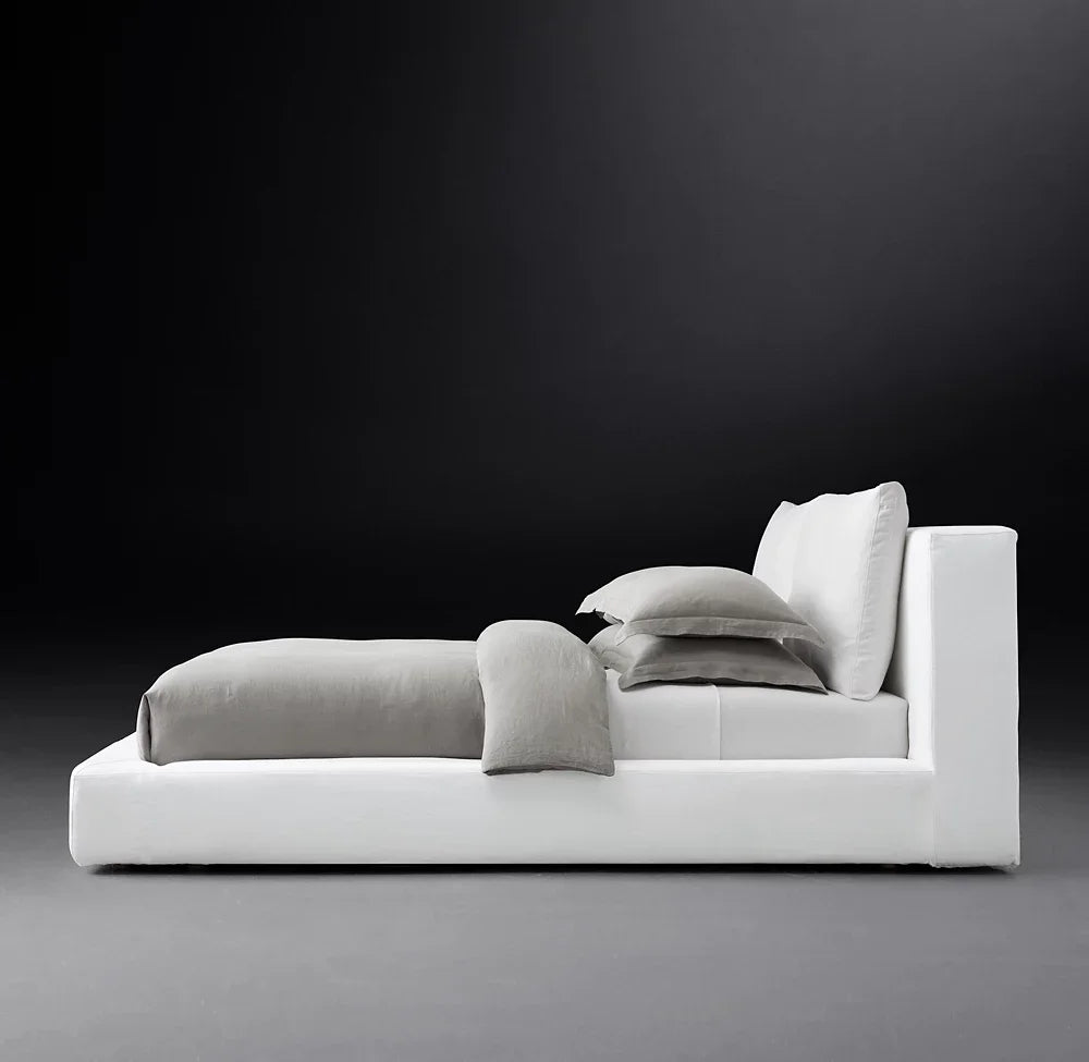 Cloud Platform Bed – Contemporary Slipcovered Design in Linen/Velvet