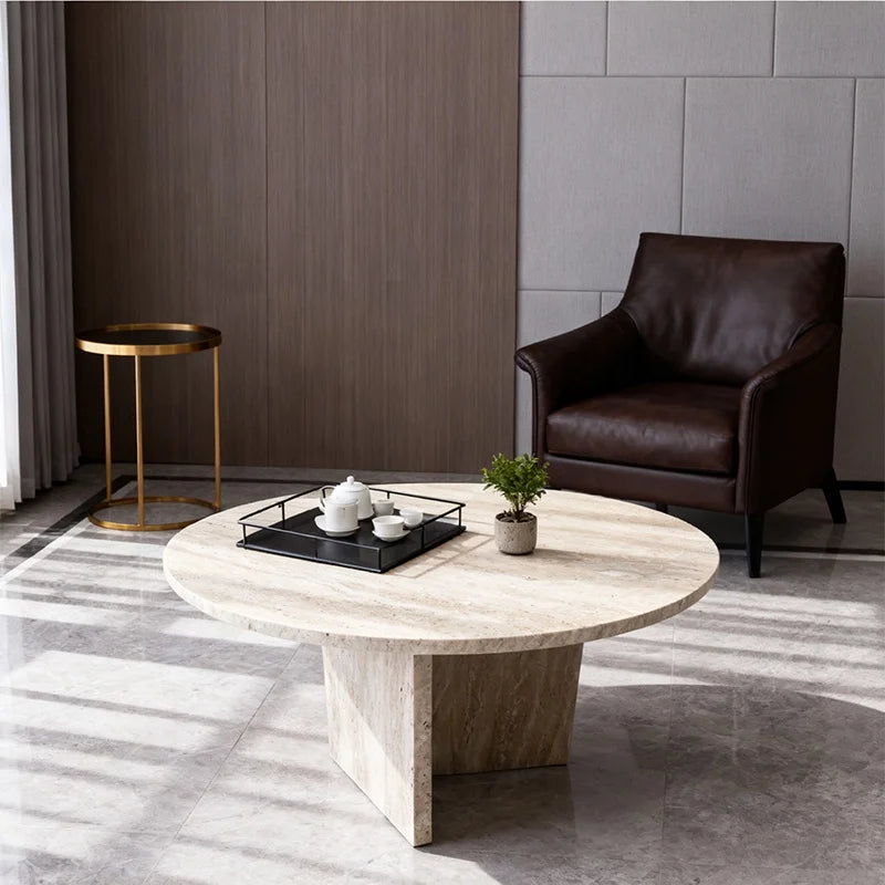 Luxury Round Marble Coffee Table Modern Italian Style for Villa