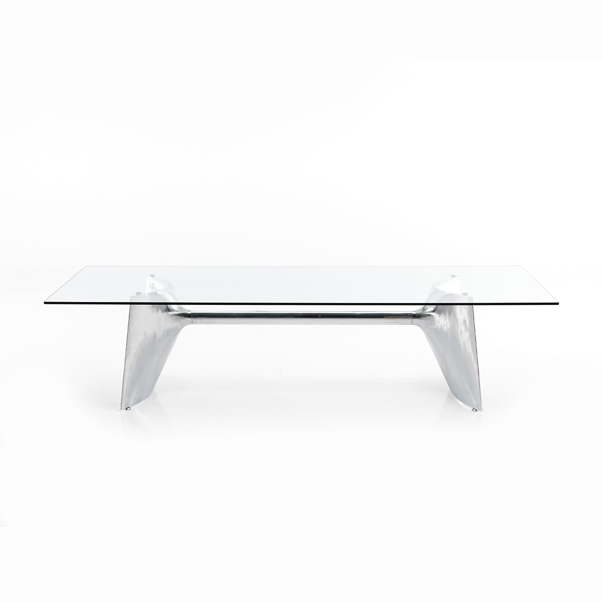 Fratino Dining Table – Architectural Aluminium and Tempered Glass Statement Piece
