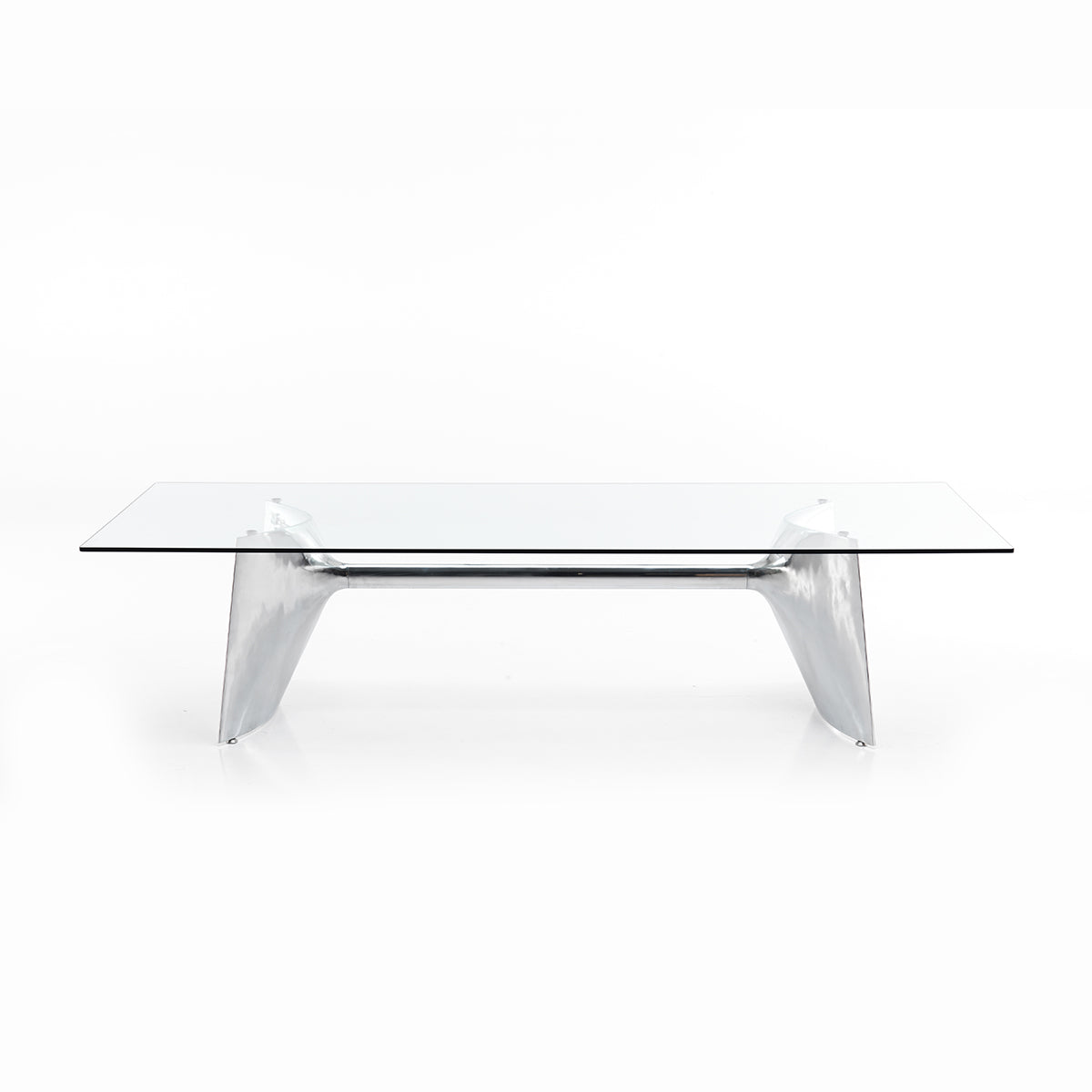 Fratino Dining Table – Architectural Aluminium and Tempered Glass Statement Piece