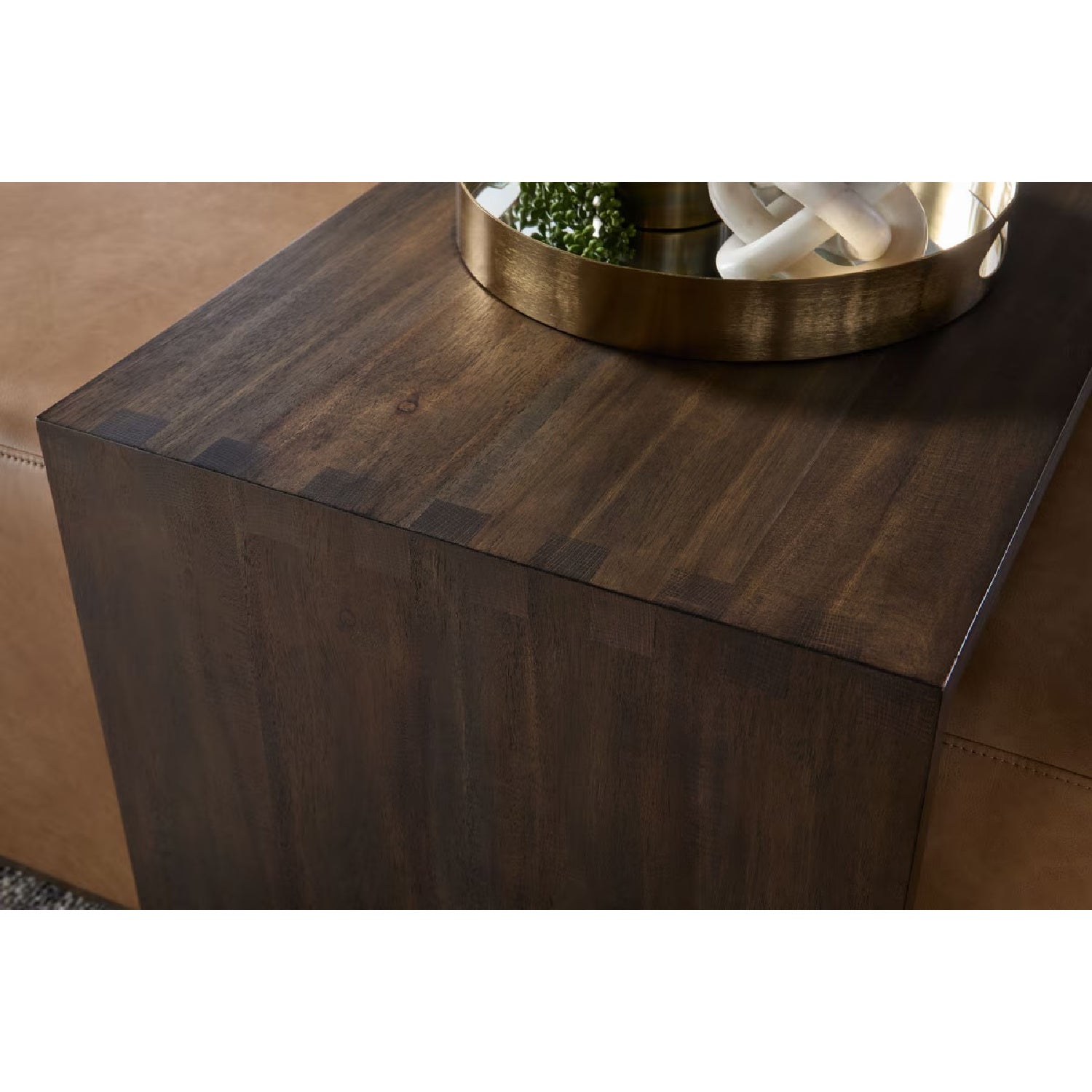 Luxury Dovetail Acacia Upholstered Rectangular Coffee Table Modern Italian Style for Villa