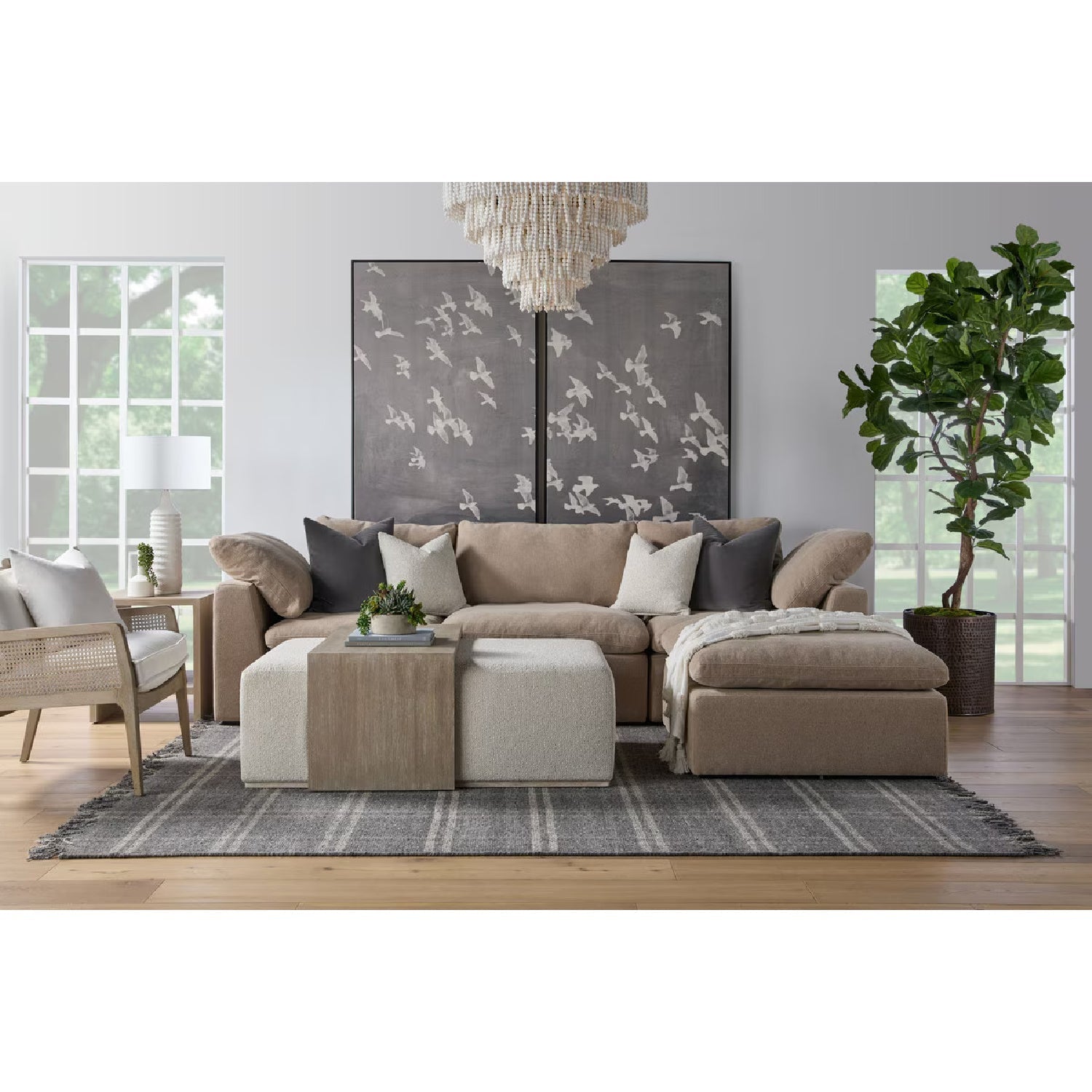 Luxury Sky Fabric Modular Sofa Chair Modern Italian Style for Villa